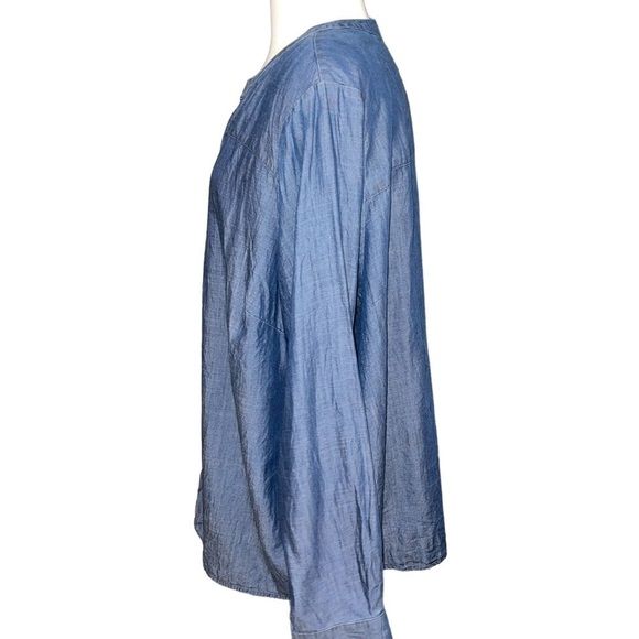Liz Claiborne Woman Top Size 2X Blue Long Sleeve Button Up Relaxed Comfort - Picture 5 of 7